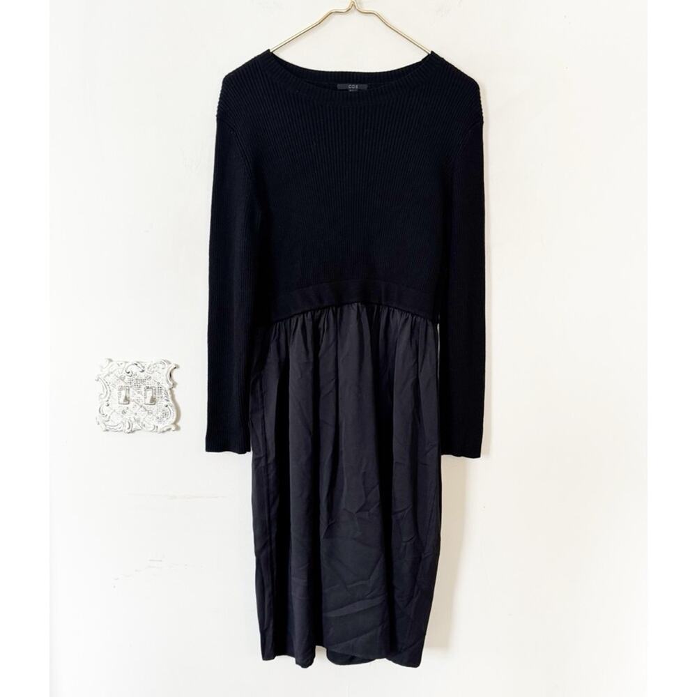 Cos Black Ribbed Wool Sweater Layered Dress S